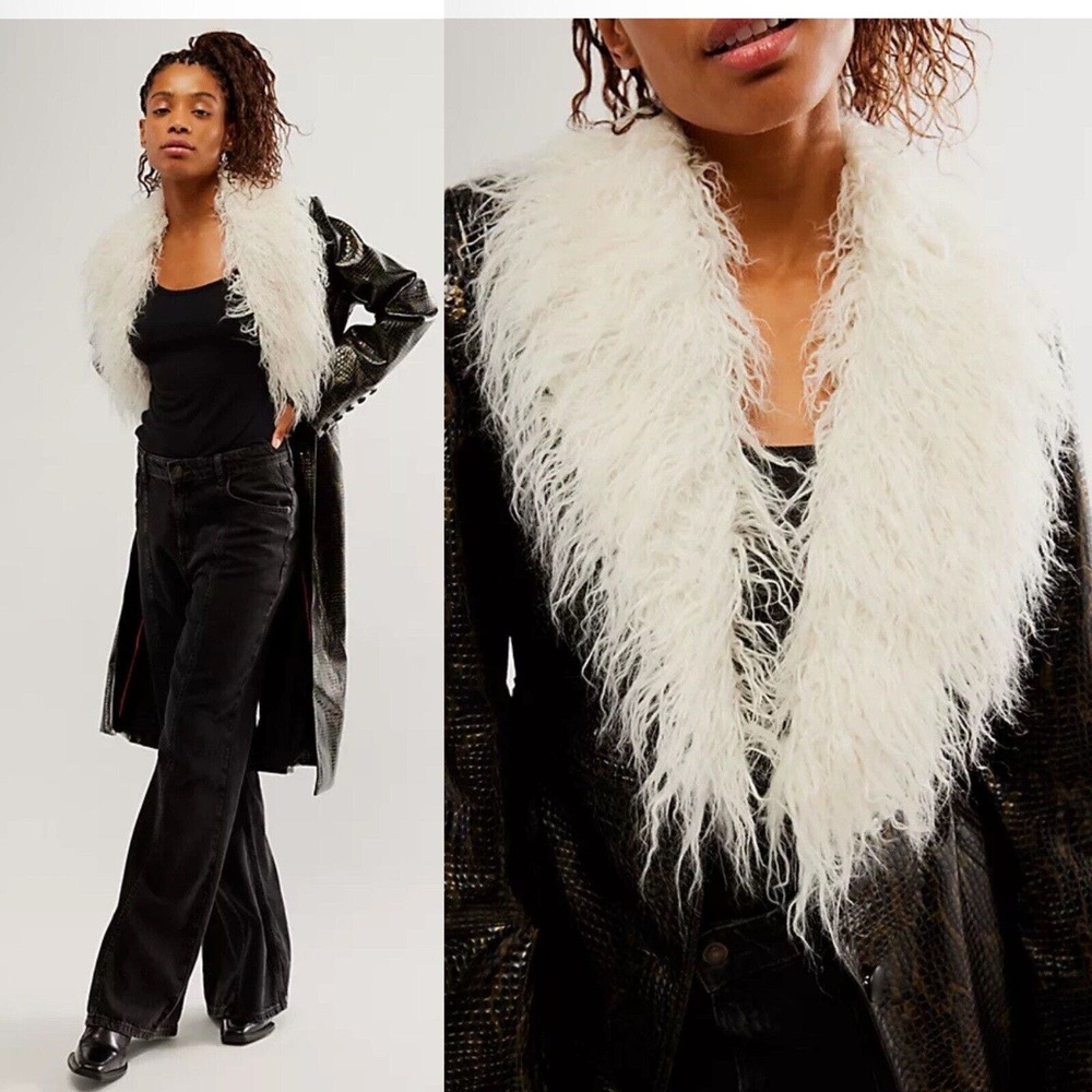 Free People Black Penny Lane Coat Vegan Midnight Train Duster Size M NWT $298